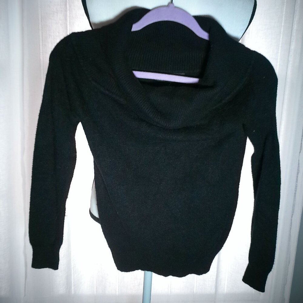 LULUS Long Sleeve Cowl Neck Black Crop Sweater S*